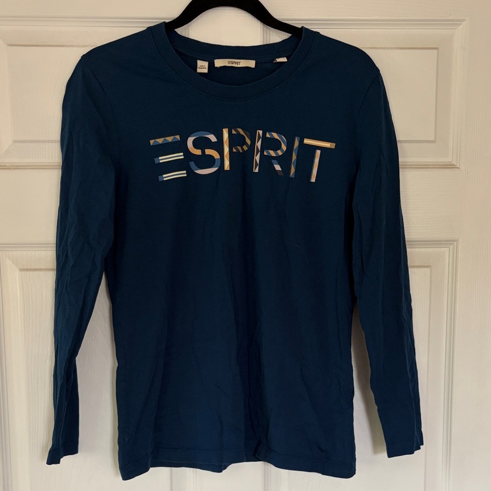Esprit Teal Blue Long Sleeve Logo Shirt